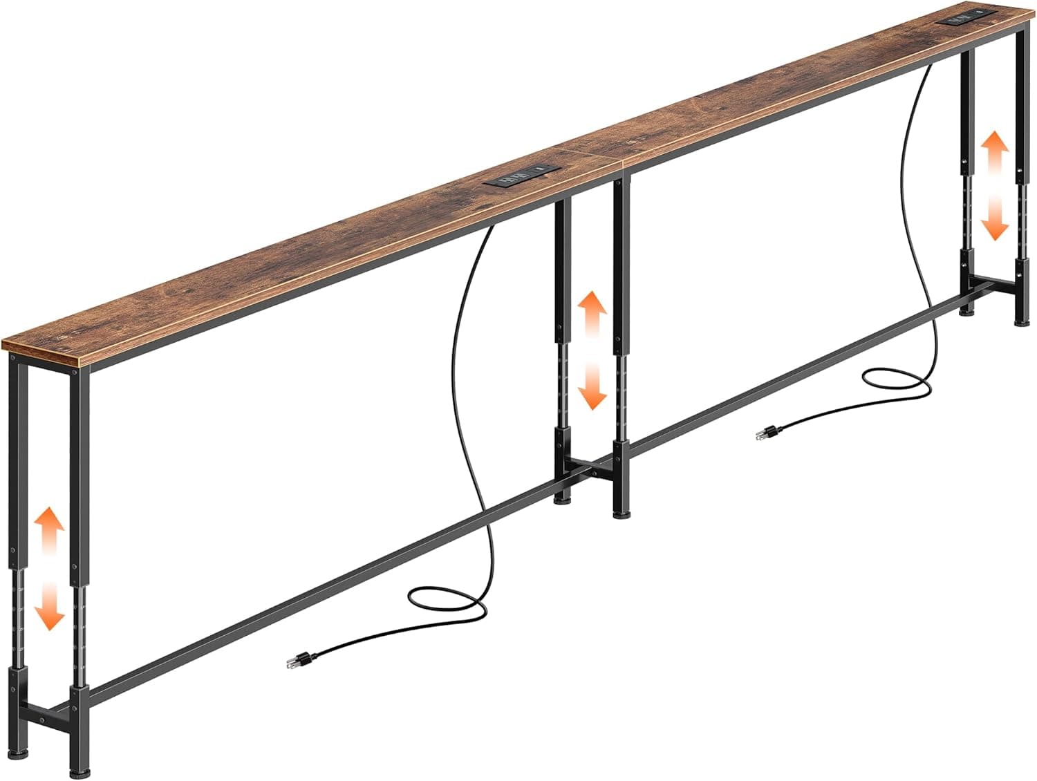 Huuger 102.4 Inch Sofa Table with Power Outlets, Skinny Behind Couch Table
