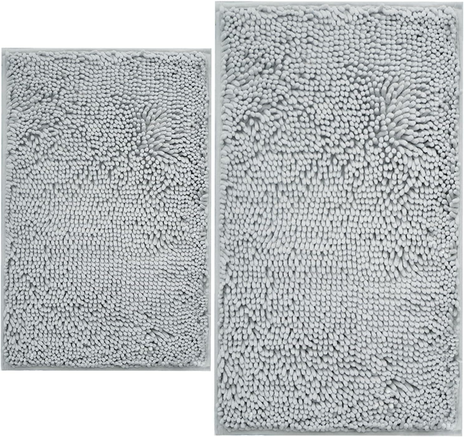 BOANKODU Bathroom Rugs Sets 2 Piece, Extra Soft Chenille Bath Mat Absorbent Bathroom Rug, Bathroom Mat with PVC Non-Slip