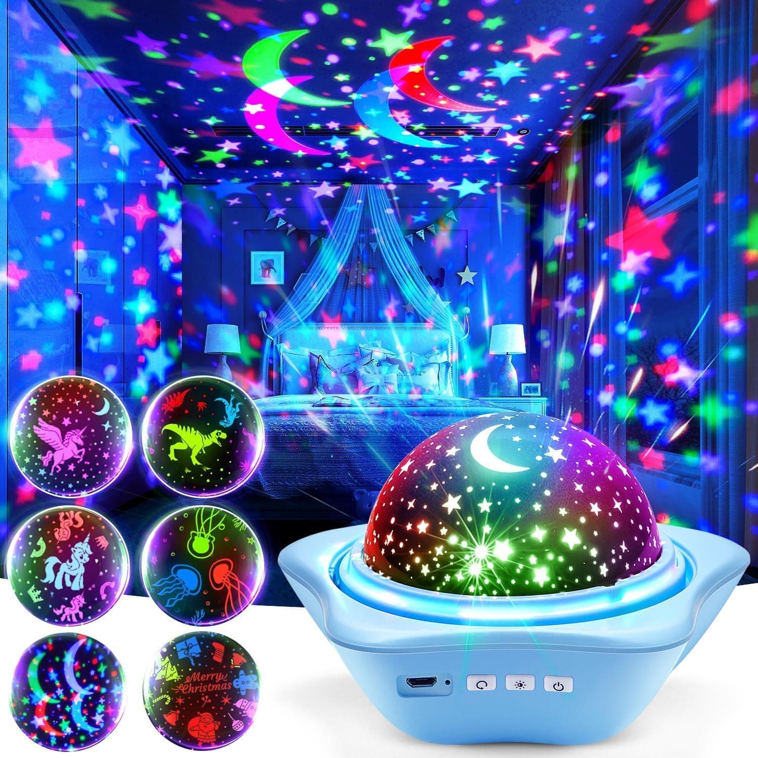 Night Light for Kids Sensory Toys, 6 Films Star Projector Light for Bedroom
