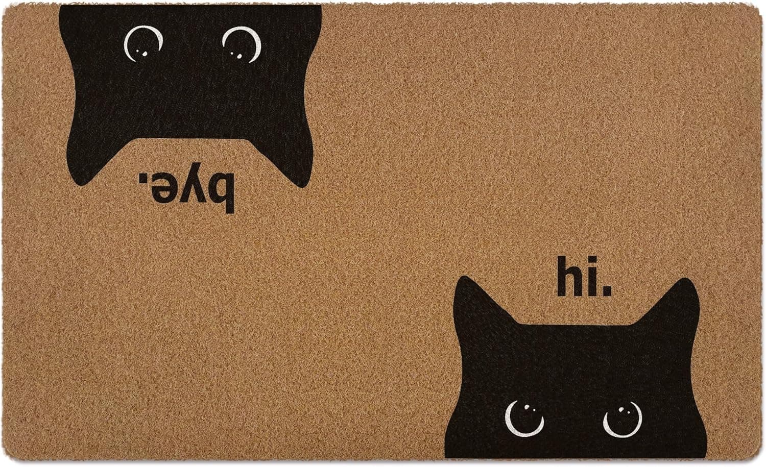 Black Cat Door Mat, Cat Welcome mat, Cute Funny Welcome Front Door Mat Indoor Entrance, Rustic Artificial Coir Doormat R