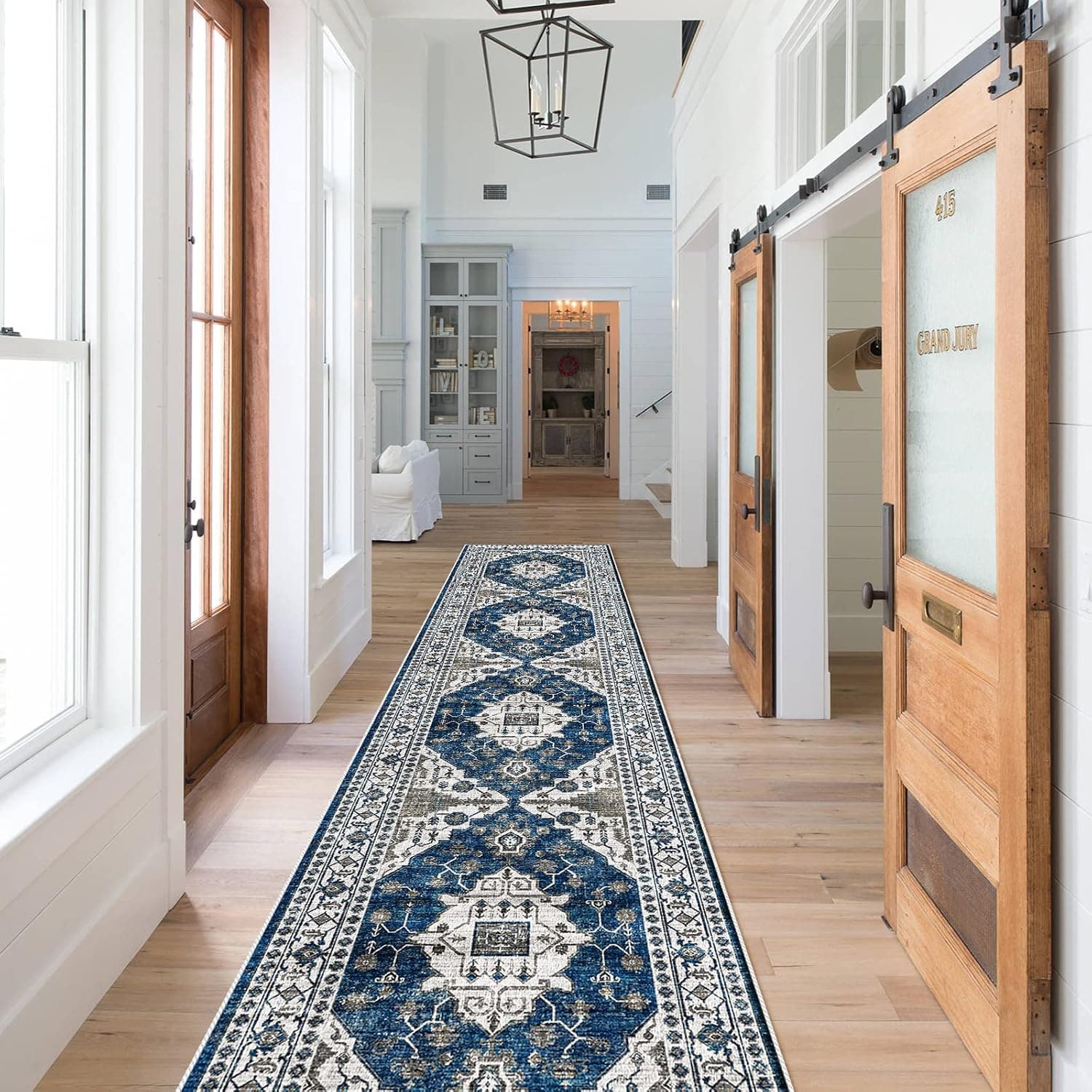 Hallway Washable Runner Rug - 2x10 Kitchen Rugs Entryway Rug Runner Vintage Soft Floor Mat Non Slip Indoor Farmhouse Car
