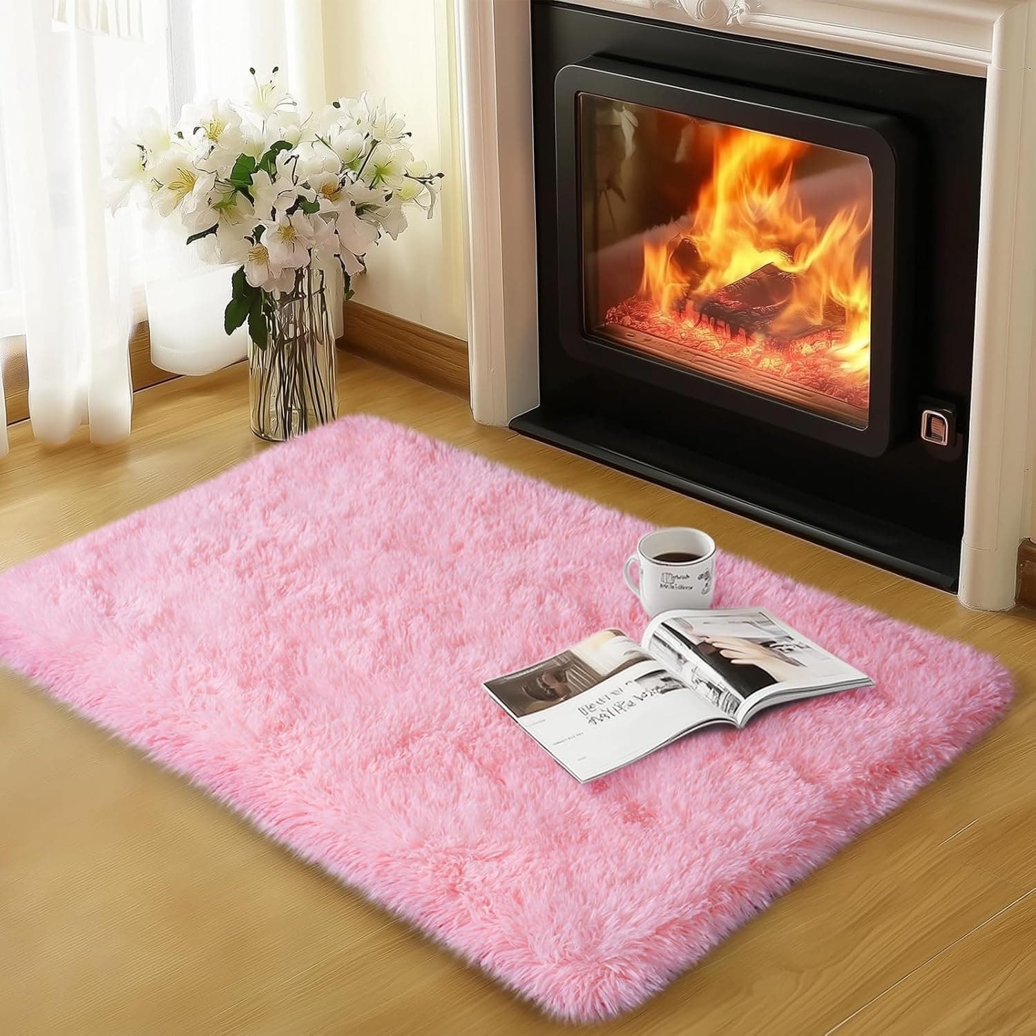 qulint Pink Rugs for Bedroom Girls, 2x3 Fluffy Area Rugs for Living Room