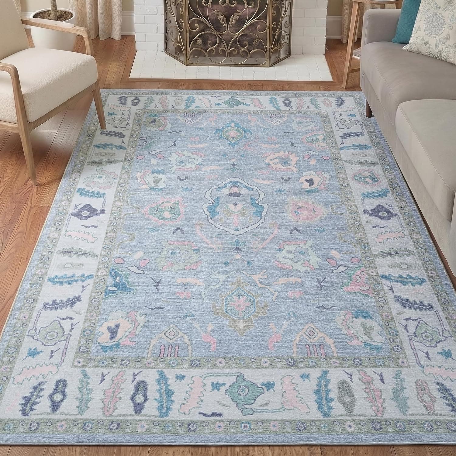 Fame Rugs Lavender Modern Oushak Rug 5x7, Washable Vintage Turkish Colorful Oriental Antique Inspired Area Rugs, Luxury