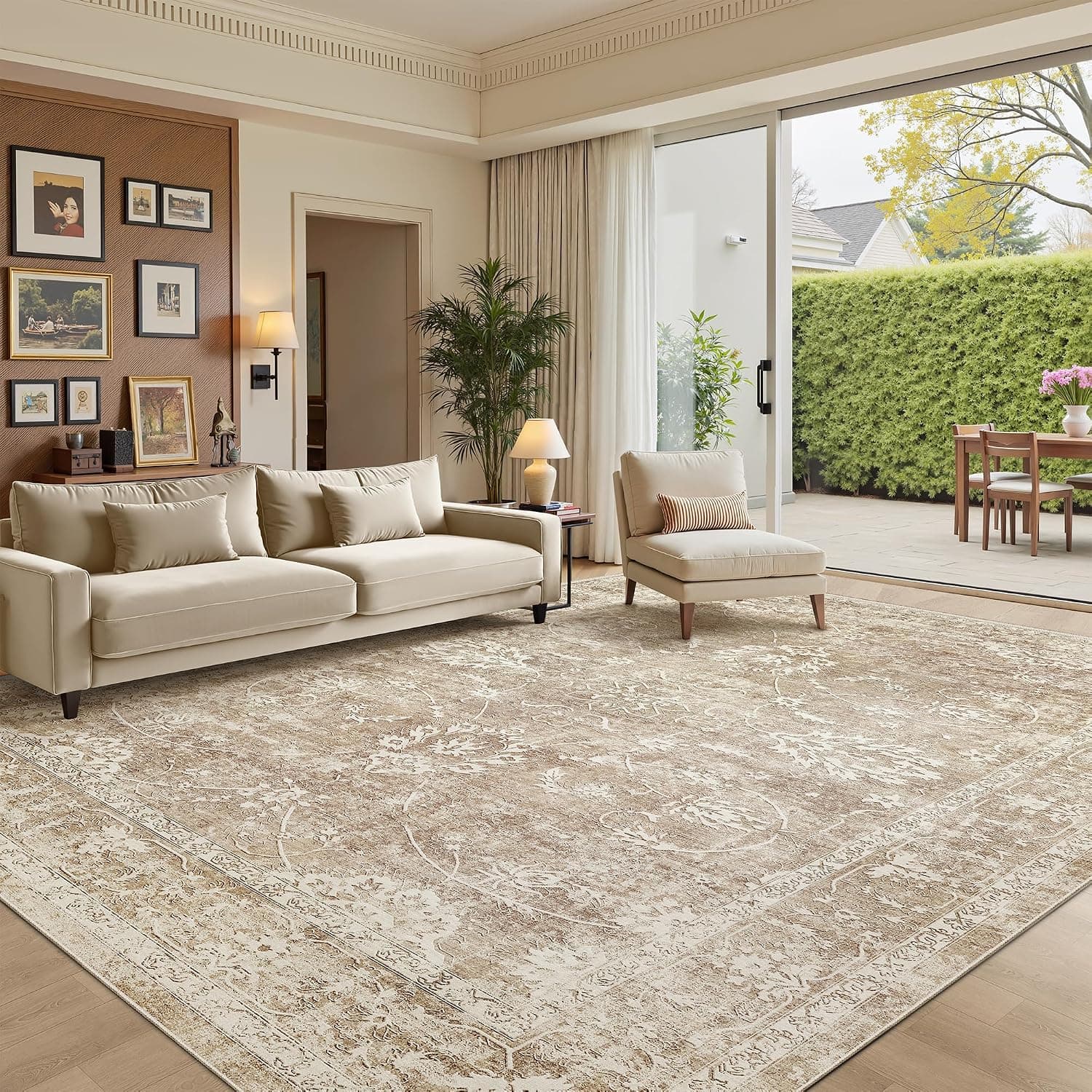 Madane 8x10 Area Rugs for Living Room, Washable Natural Rug Beige/Brown