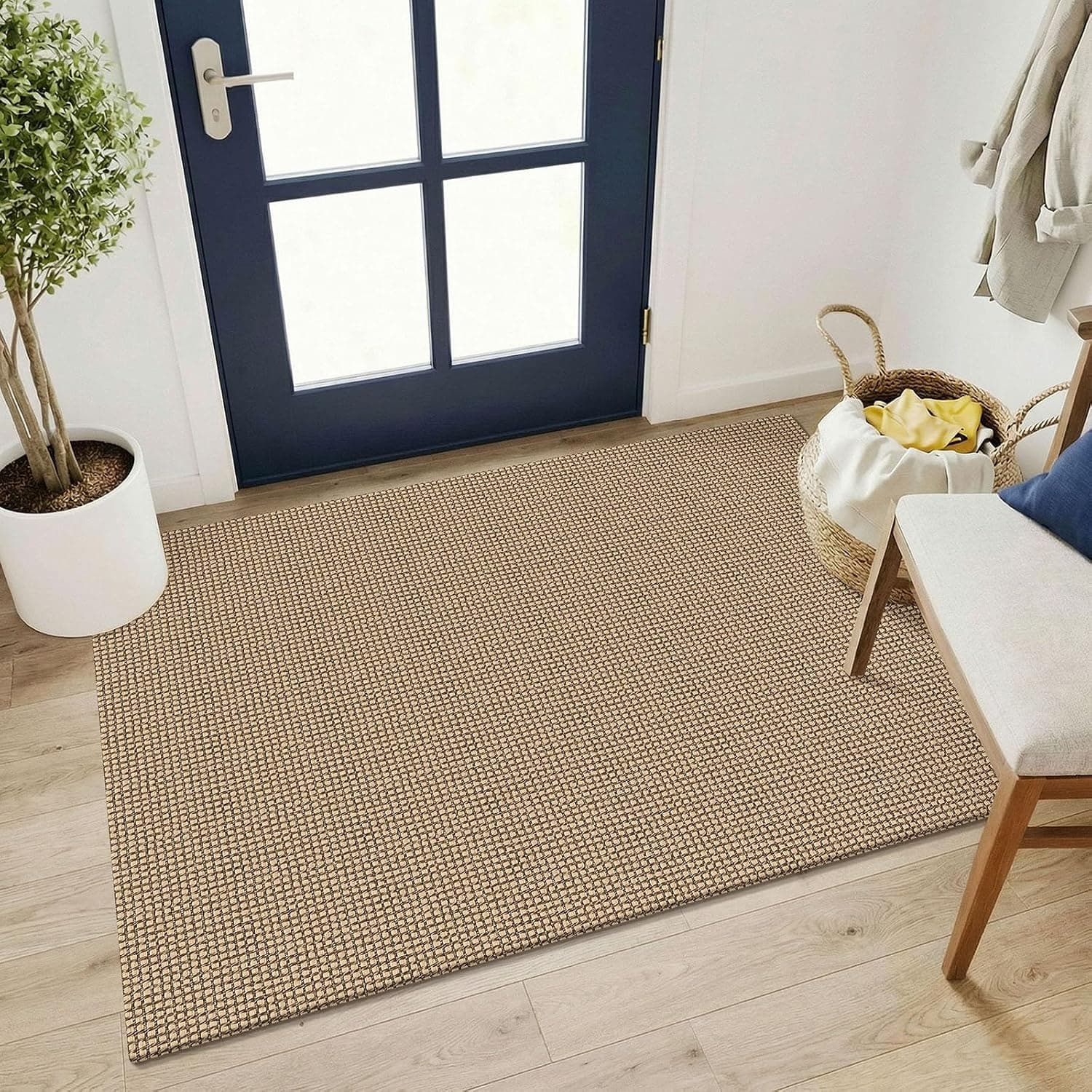 KOZYFLY Washable 3x4 Woven Entry Area Rug, Braided Throw Rugs for Entryway, Non Slip Door Mat Indoor Outdoor Entrance, F