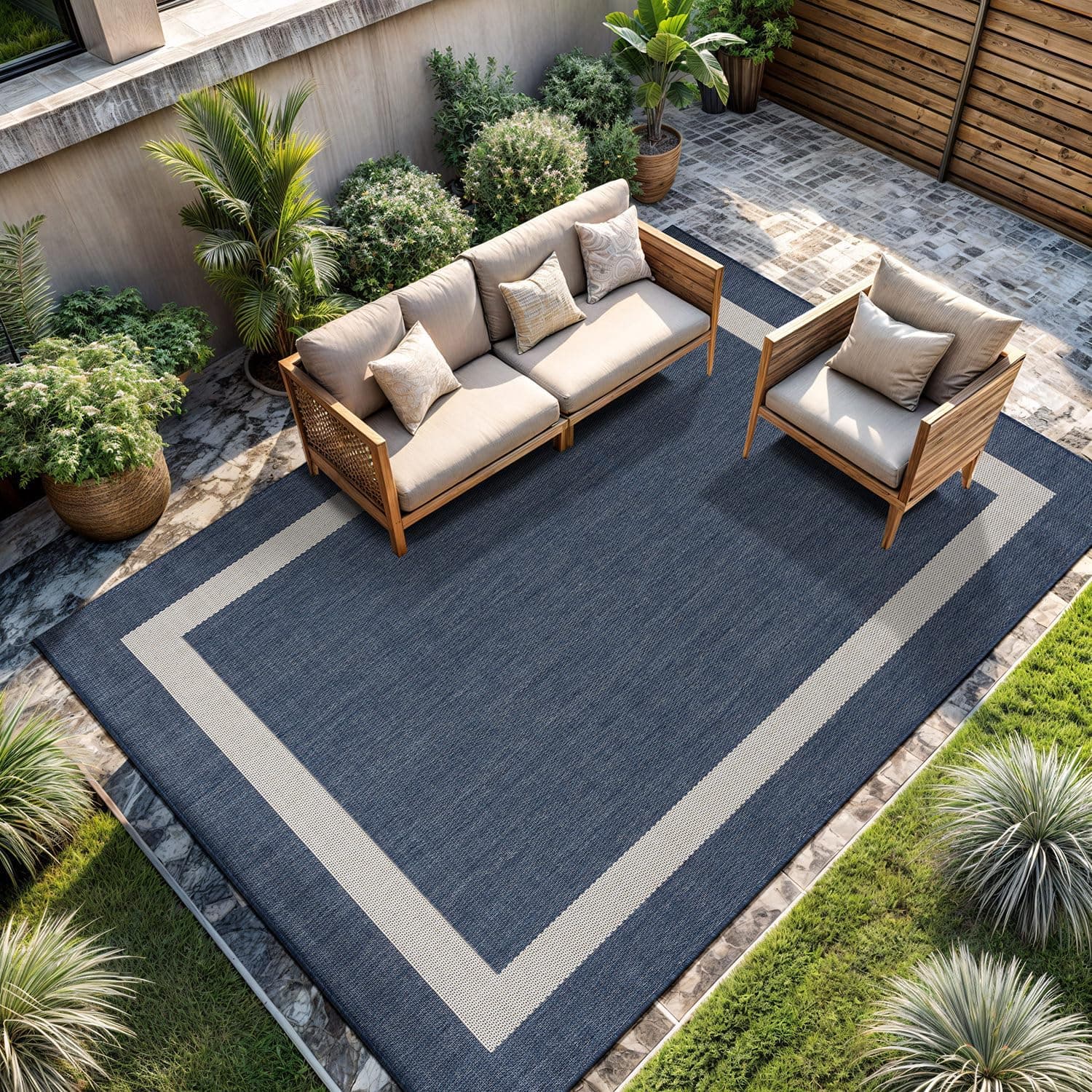 CAMILSON Outdoor Rug 6x9, Modern Outside Rugs for Patios Porches Waterproof Durable Washable Non-Shedding, Easy-to-Clean
