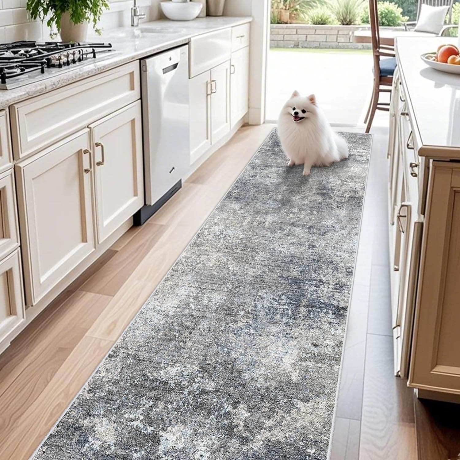 3x10 ft Long Hallway Runner Rug – Non-Slip Washable Kitchen Floor Rug with Rubber Backing, Modern Low Pile Thin Wide Car