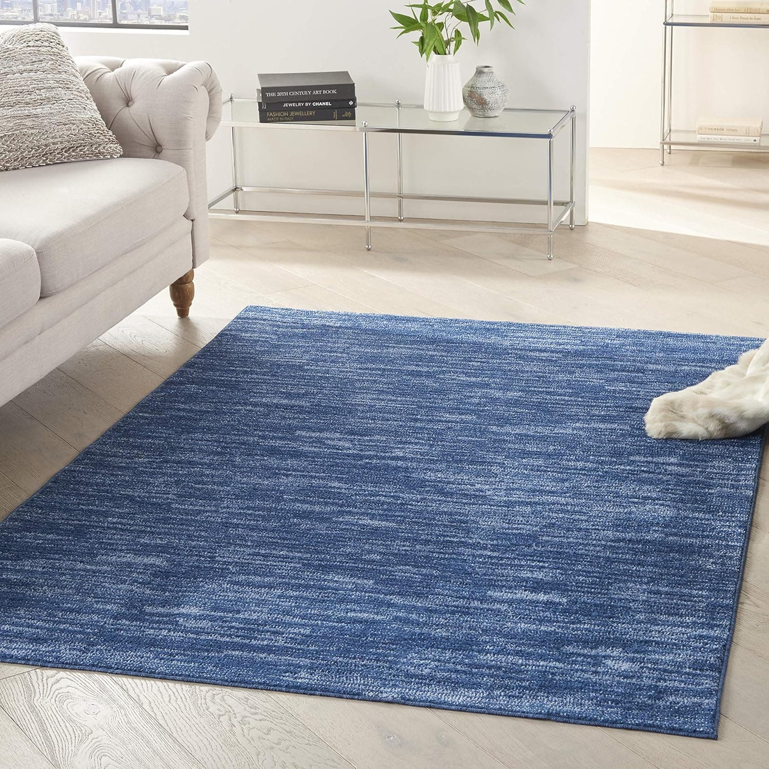 Nourison Home Essentials Indoor Outdoor Area Rug, Navy Blue, 4' x 6'